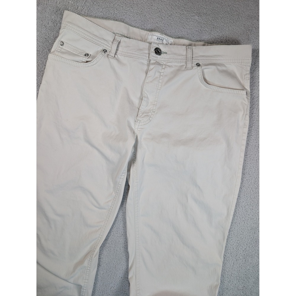 Brax Feel Good Style Cooper FA Mens Beige Straight Leg Pants 35x34 Stone 82-3408